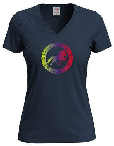 Damen T-Shirt mit Runen Kranz farbig Gr. L