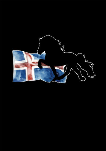 Islandpferd mit Fahne (Digitaldruck Aufkleber)